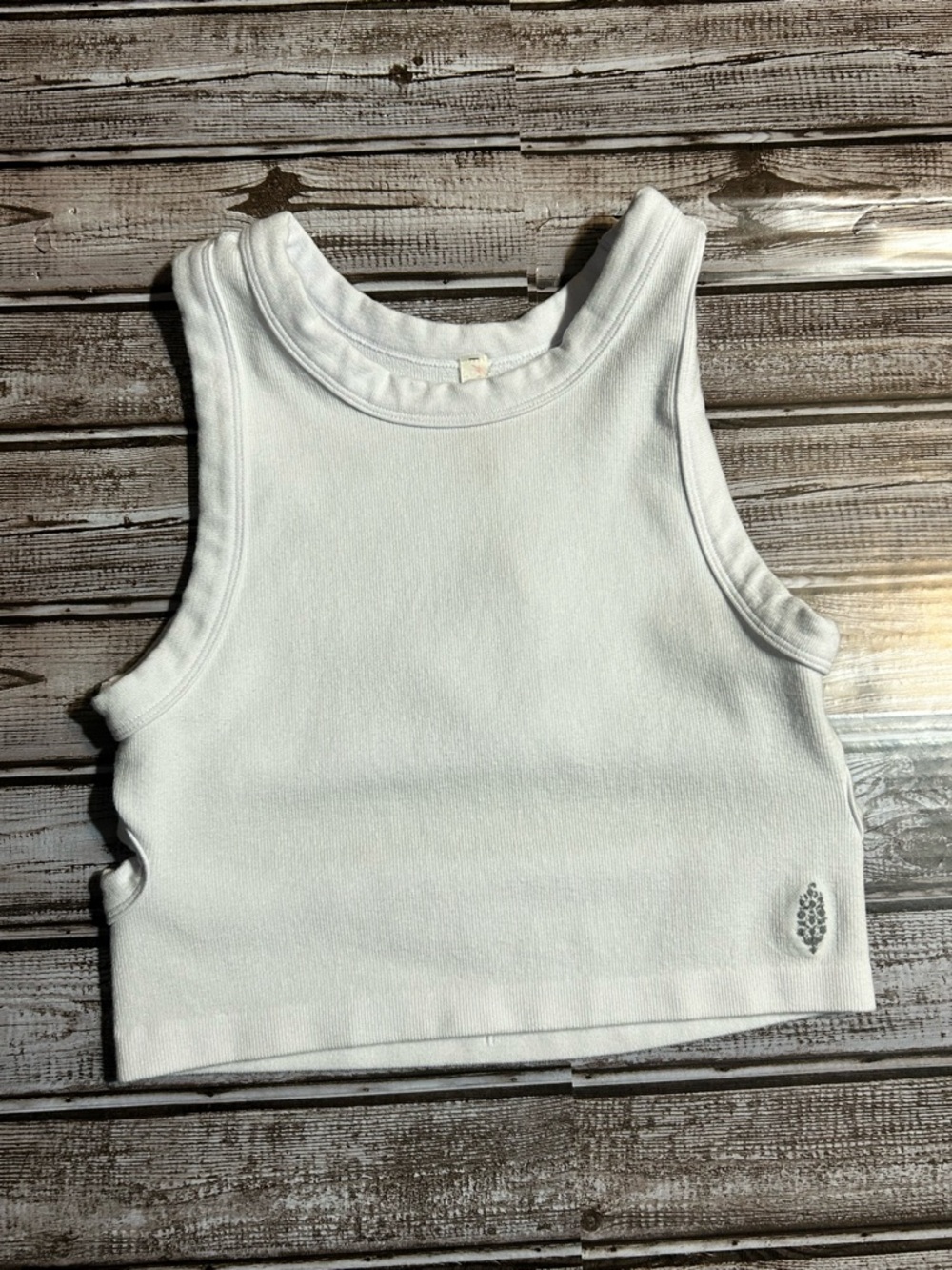 Free People White Ribbed Tank Crop